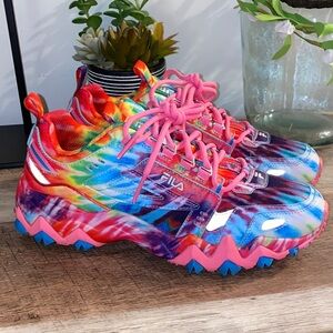 Fila Oakmont TR Sneakers Colorful Tie-Dye Athletic Shoes Size 9.5